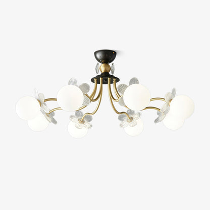 Chandelier en Verre Floral – Éclairage Élégant pour Maison et Bureau