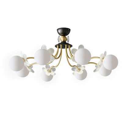 Chandelier en Verre Floral – Éclairage Élégant pour Maison et Bureau
