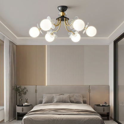 Chandelier en Verre Floral – Éclairage Élégant pour Maison et Bureau
