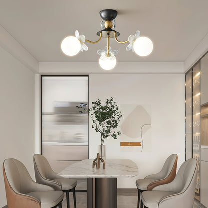 Chandelier en Verre Floral – Éclairage Élégant pour Maison et Bureau