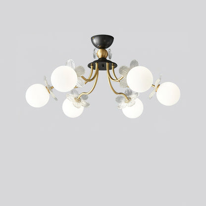 Chandelier en Verre Floral – Éclairage Élégant pour Maison et Bureau
