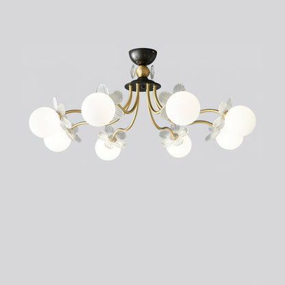 Chandelier en Verre Floral – Éclairage Élégant pour Maison et Bureau