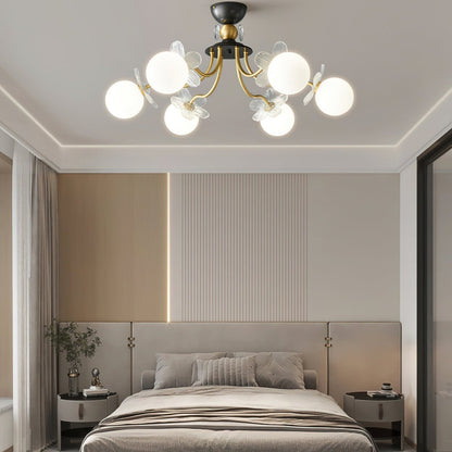 Chandelier en Verre Floral – Éclairage Élégant pour Maison et Bureau