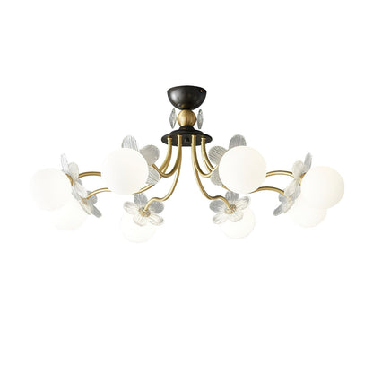 Chandelier en Verre Floral – Éclairage Élégant pour Maison et Bureau