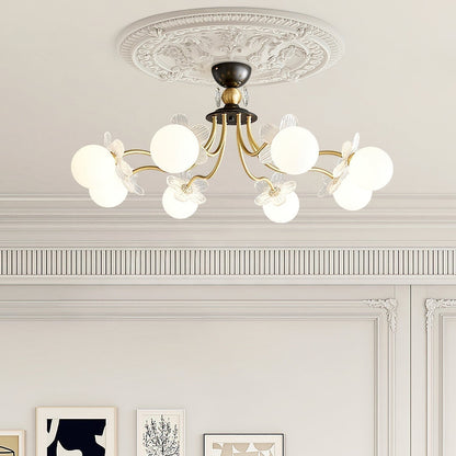 Chandelier en Verre Floral – Éclairage Élégant pour Maison et Bureau