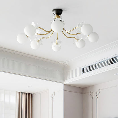 Chandelier en Verre Floral – Éclairage Élégant pour Maison et Bureau