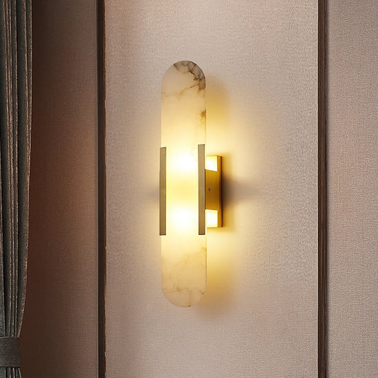 Applique Murale en Albâtre – Lampe murale élégante avec accent en laiton décoratif