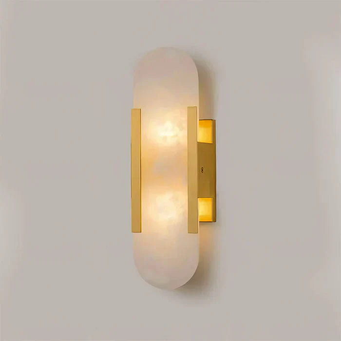 Applique Murale en Albâtre – Lampe murale élégante avec accent en laiton décoratif