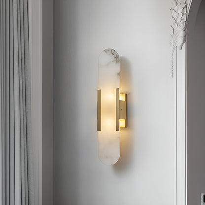 Applique Murale en Albâtre – Lampe murale élégante avec accent en laiton décoratif