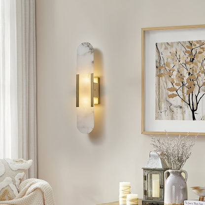Applique Murale en Albâtre – Lampe murale élégante avec accent en laiton décoratif