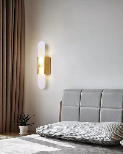 Applique Murale en Albâtre – Lampe murale élégante avec accent en laiton décoratif
