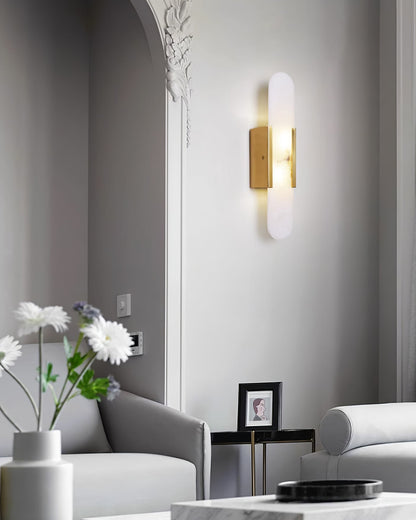 Applique Murale en Albâtre – Lampe murale élégante avec accent en laiton décoratif