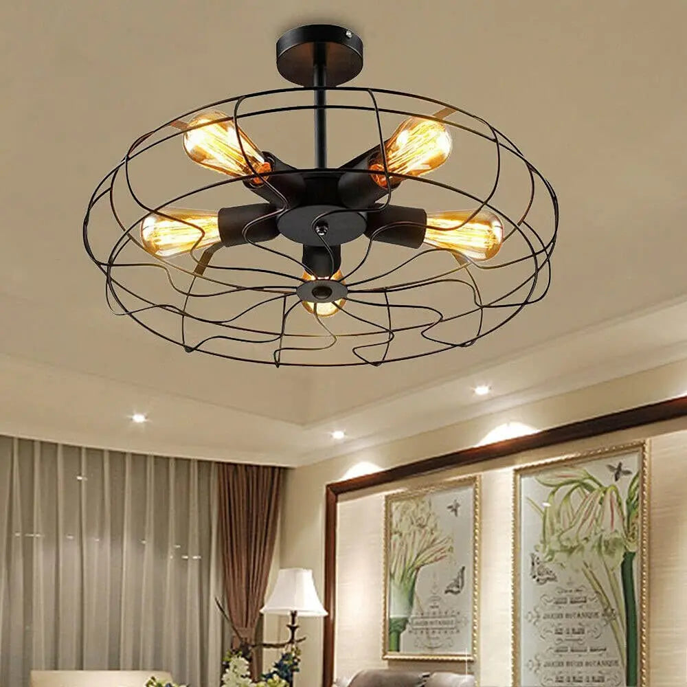 Lampe de plafond rétro – Élégante lumière en cage pour décoration maison et bureau
