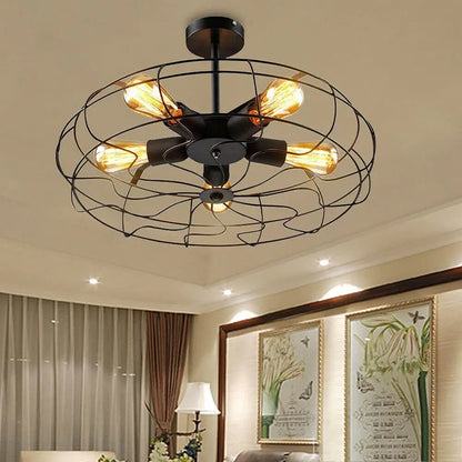 Lampe de plafond rétro – Élégante lumière en cage pour décoration maison et bureau