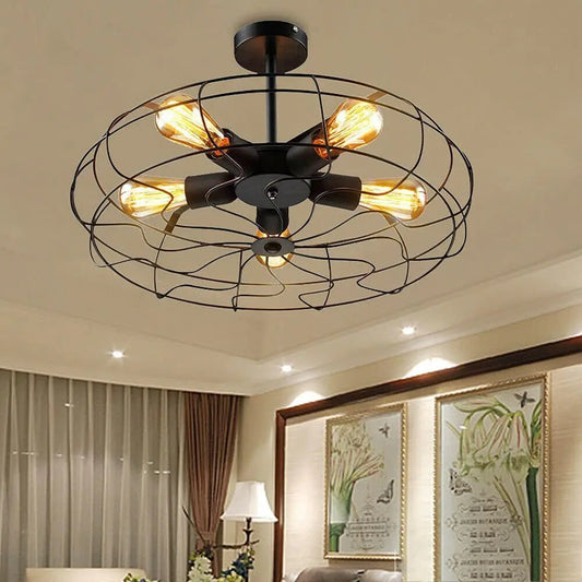 Lampe de plafond rétro – Élégante lumière en cage pour décoration maison et bureau