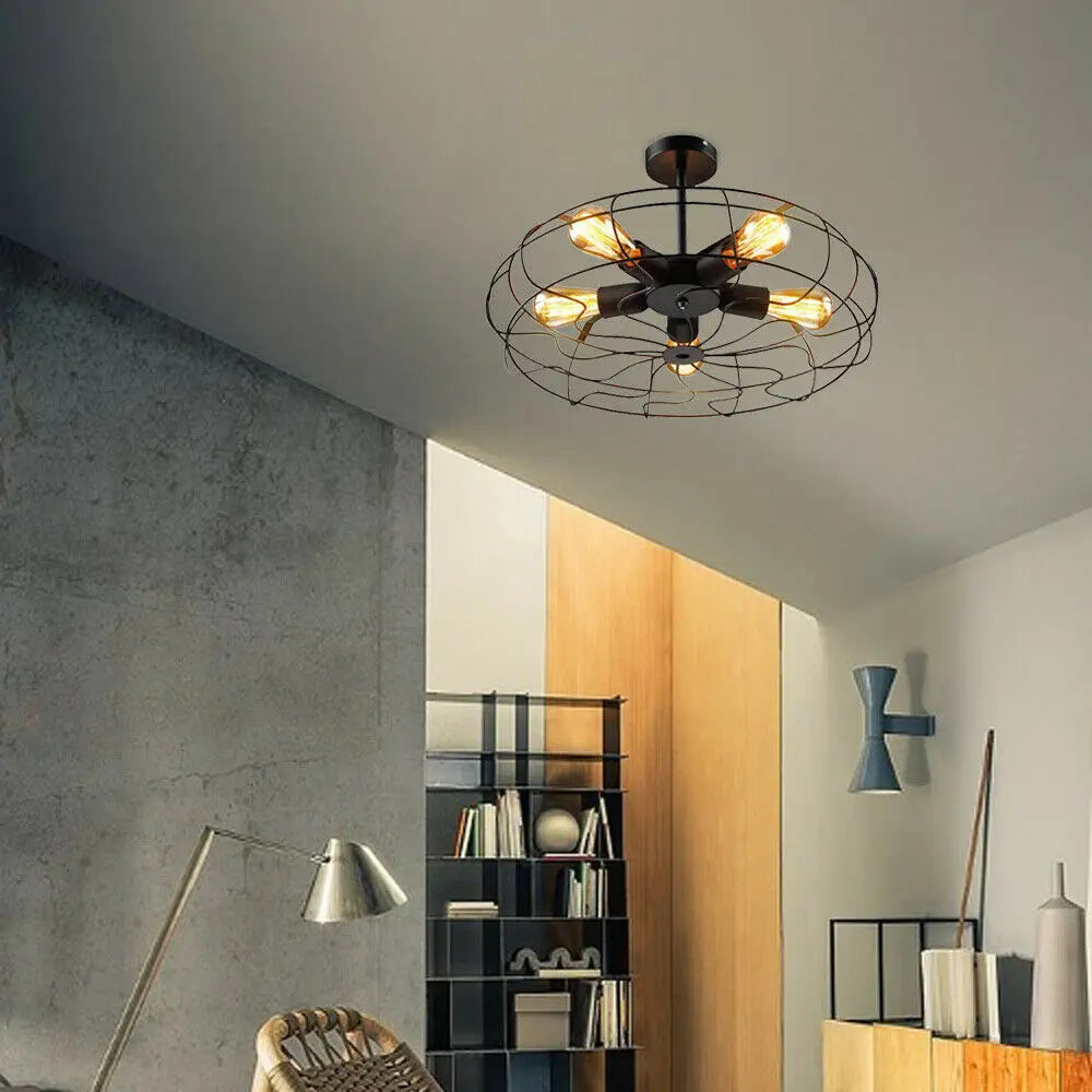 Lampe de plafond rétro – Élégante lumière en cage pour décoration maison et bureau