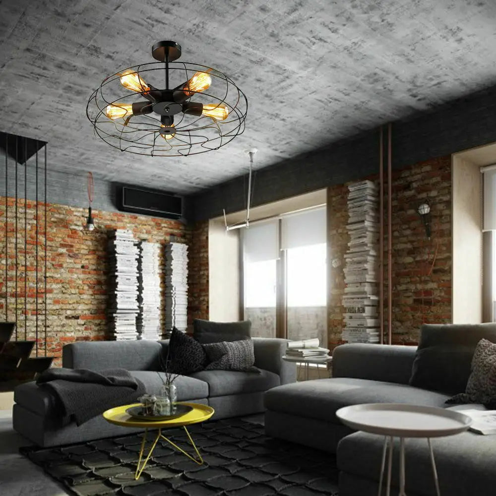 Lampe de plafond rétro – Élégante lumière en cage pour décoration maison et bureau
