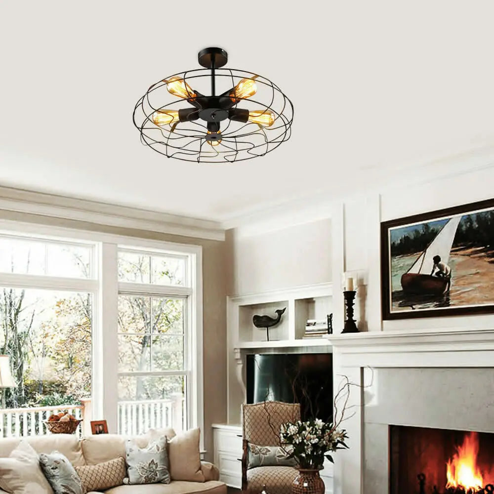 Lampe de plafond rétro – Élégante lumière en cage pour décoration maison et bureau