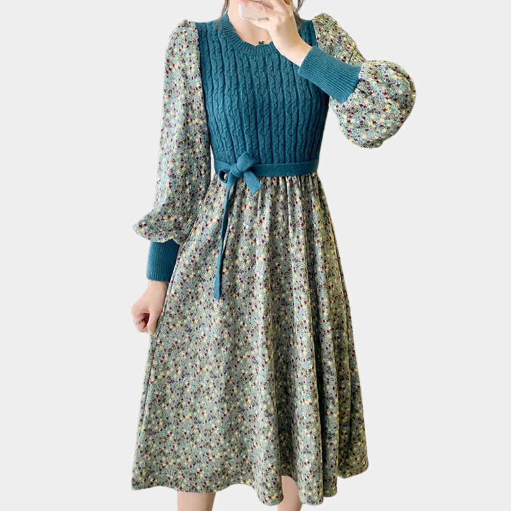 Robe hivernale femme – Robe à motifs floraux élégante et confortable