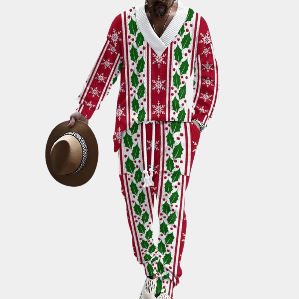 Ensemble de Noël homme – Costume 2 pièces élégant pour fêtes