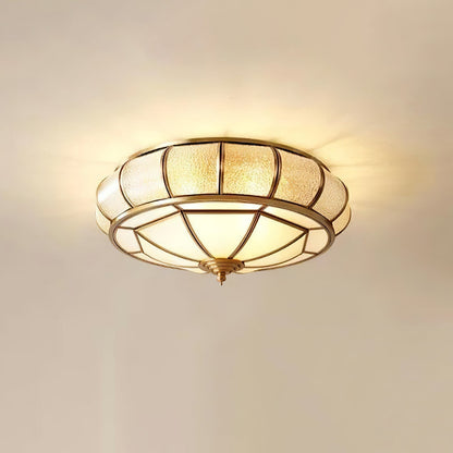 Lampe plafond ronde – Applique en verre texturé pour déco maison et bureau