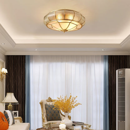 Lampe plafond ronde – Applique en verre texturé pour déco maison et bureau