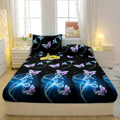 Draps de lit de luxe – Literie douce avec motif papillon élégante pour maison