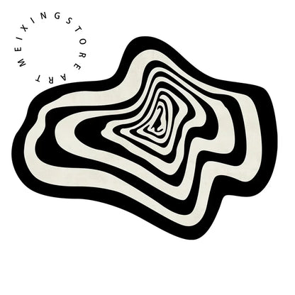 Tapis géométrique noir et blanc – Tapis moderne élégant pour salon et déco intérieure