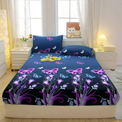 Draps de lit de luxe – Literie douce avec motif papillon élégante pour maison