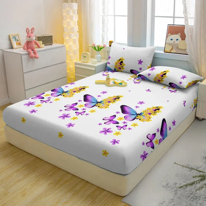 Draps de lit de luxe – Literie douce avec motif papillon élégante pour maison
