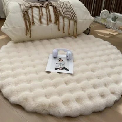 Tapis rond en fourrure synthétique – Tapis doux et confortable pour décoration intérieure et bureau