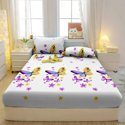 Draps de lit de luxe – Literie douce avec motif papillon élégante pour maison