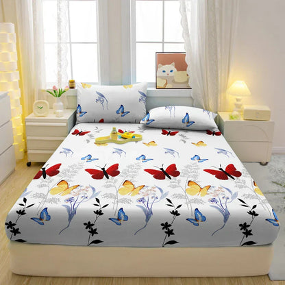 Draps de lit de luxe – Literie douce avec motif papillon élégante pour maison