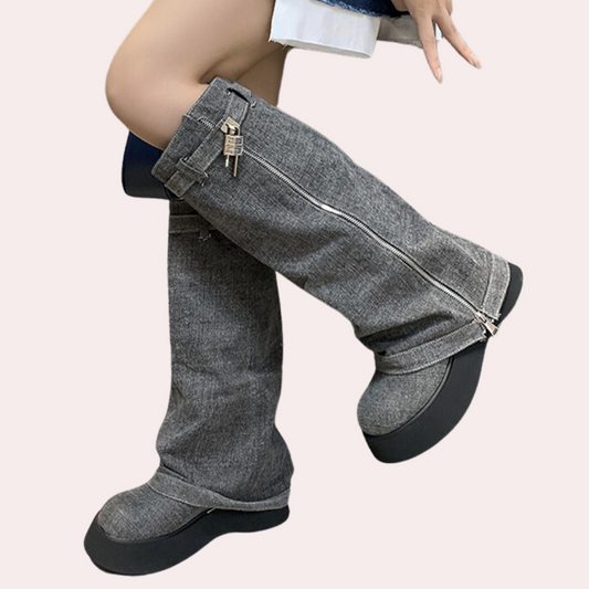 Bottes d'hiver femme – Bottes élégantes en jean pour le froid