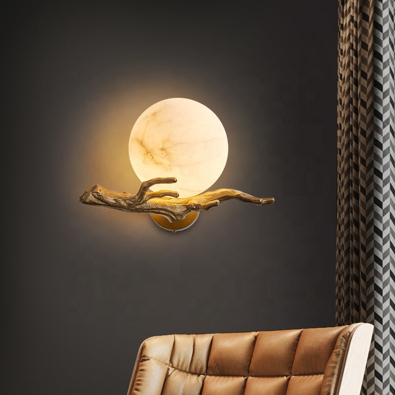 Lampe murale en cuivre et marbre – Éclairage décoratif élégant pour maison et bureau