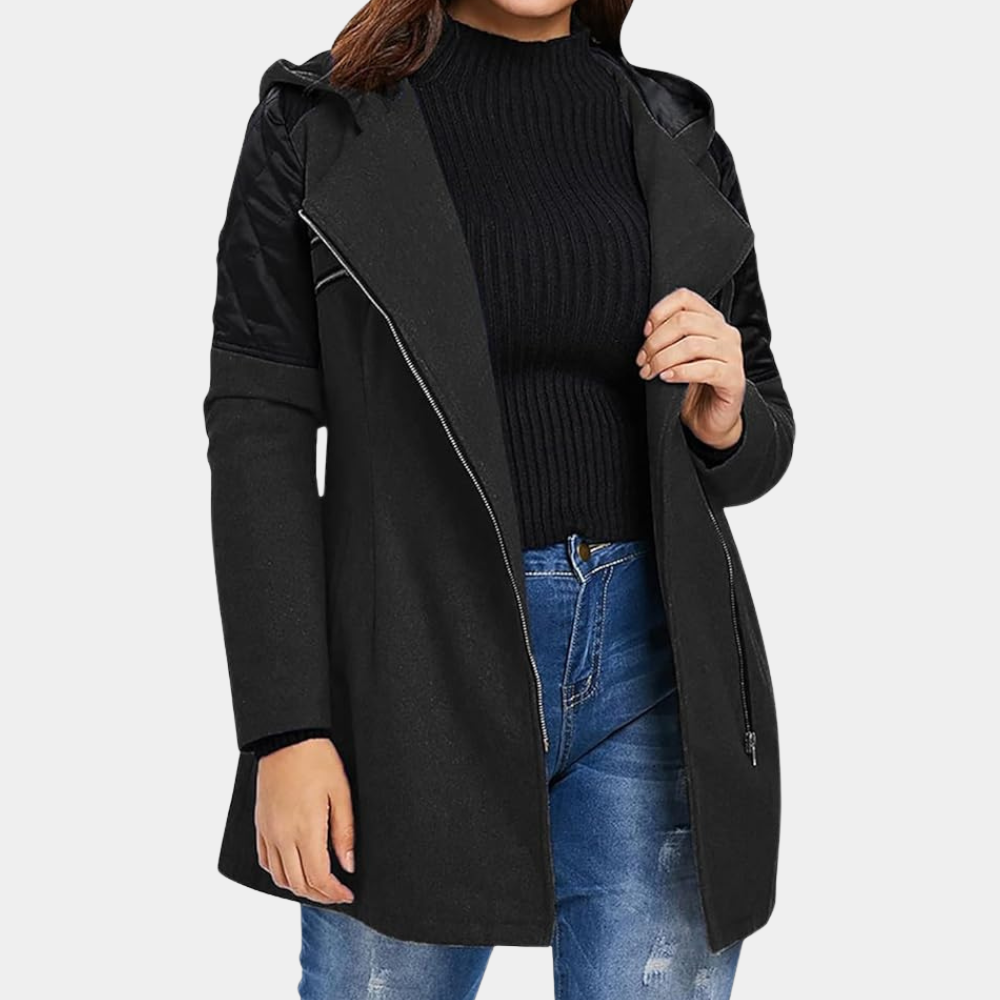 Manteau mi-long femme – Veste moderne à capuche chic et confortable