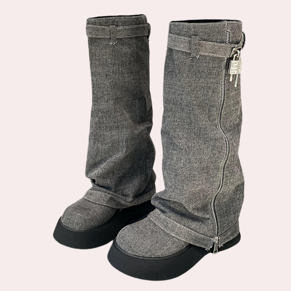 Bottes d'hiver femme – Bottes élégantes en jean pour le froid