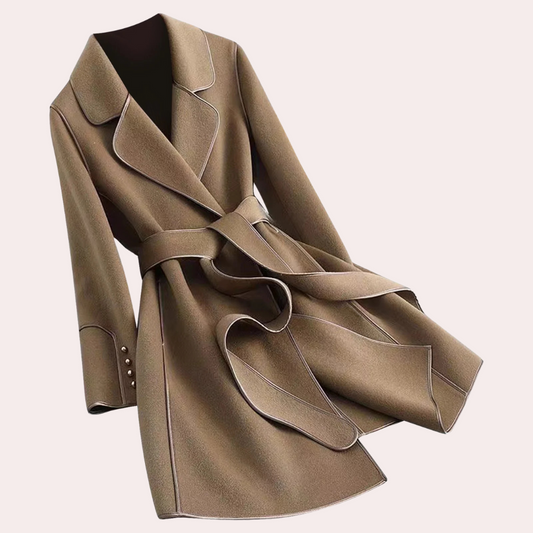 Manteau ceinturé femme – Manteau luxe élégant en tissu doux et chic