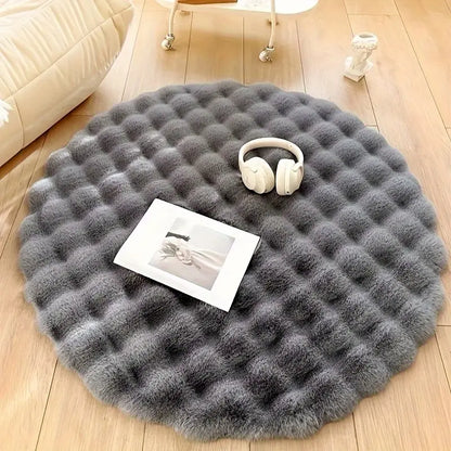 Tapis rond en fourrure synthétique – Tapis doux et confortable pour décoration intérieure et bureau