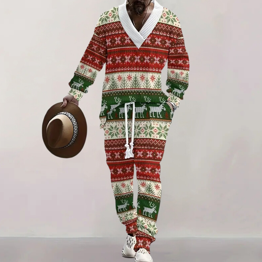 Ensemble de Noël homme – Costume 2 pièces élégant pour fêtes