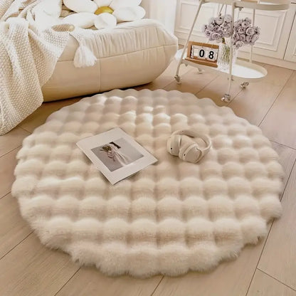 Tapis rond en fourrure synthétique – Tapis doux et confortable pour décoration intérieure et bureau