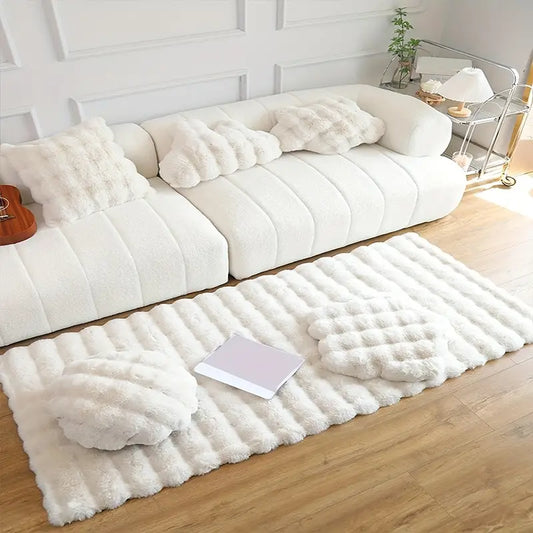 Tapis en fausse fourrure – Tapis ultra-doux et confortable pour décoration intérieure