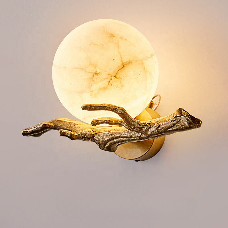 Lampe murale en cuivre et marbre – Éclairage décoratif élégant pour maison et bureau