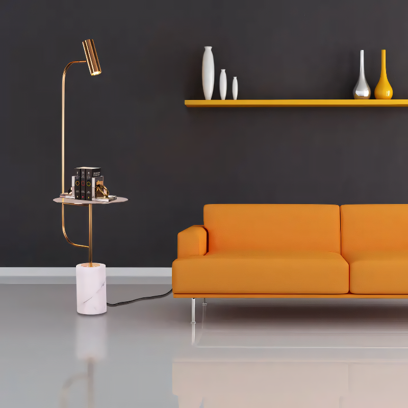 Lampe de sol élégante – Lampe marbre avec table d'appoint pour maison et bureau