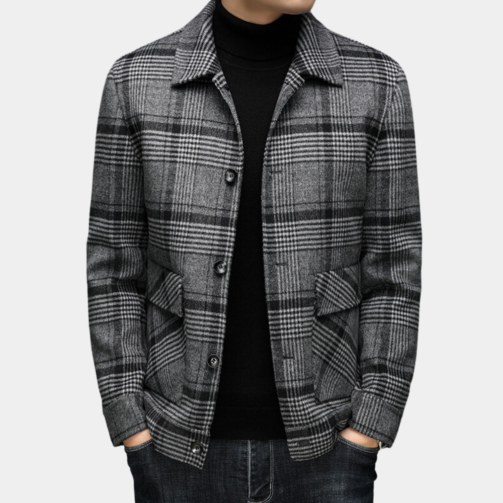 Manteau à carreaux homme – Veste élégante en laine pour hiver