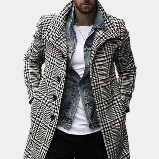 Manteau à carreaux homme – Veste élégante en laine pour automne