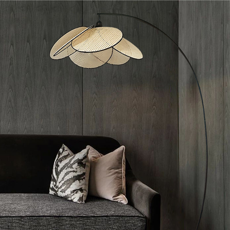 Lampe de sol rotin tissé – Éclairage ambiant décoratif pour intérieur chic
