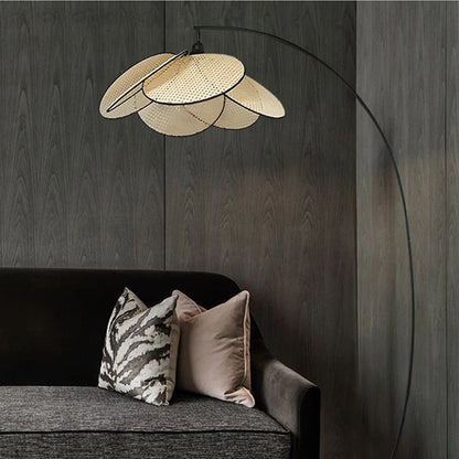 Lampe de sol rotin tissé – Éclairage ambiant décoratif pour intérieur chic