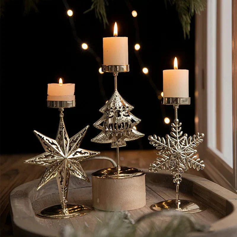 Support de bougie chauffe-plat Noël – Décoration intérieure arbre étoile festive