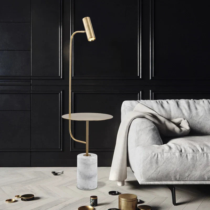 Lampe de sol élégante – Lampe marbre avec table d'appoint pour maison et bureau